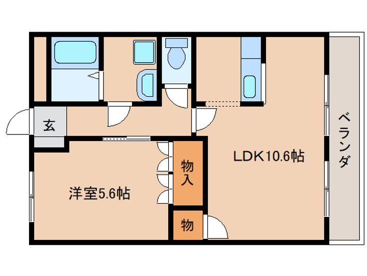 奈良県天理市合場町(マンション)の賃貸物件の間取り