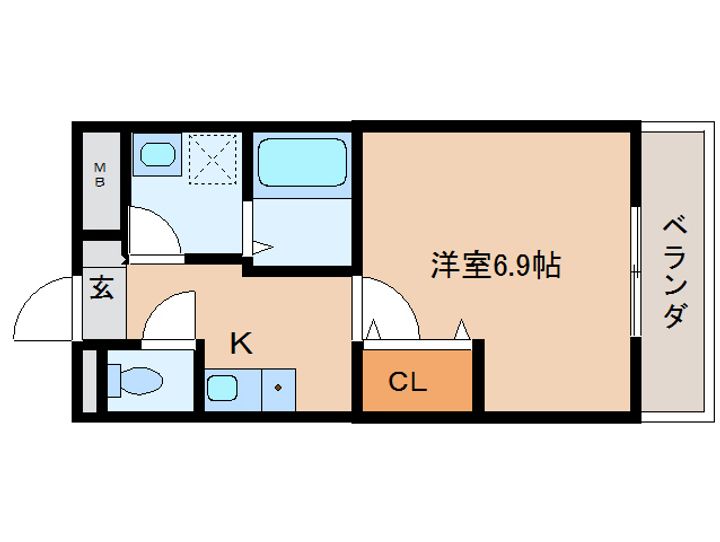 奈良県天理市川原城町(マンション)の賃貸物件の間取り