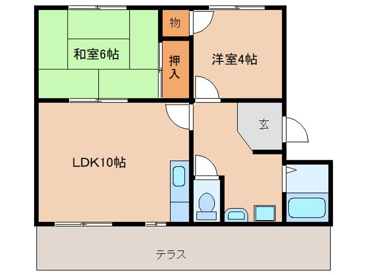 奈良県天理市勾田町(アパート)の賃貸物件の間取り