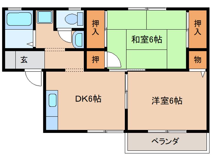 奈良県天理市田町(アパート)の賃貸物件の間取り