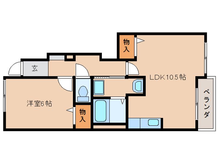 奈良県天理市西長柄町(アパート)の賃貸物件の間取り