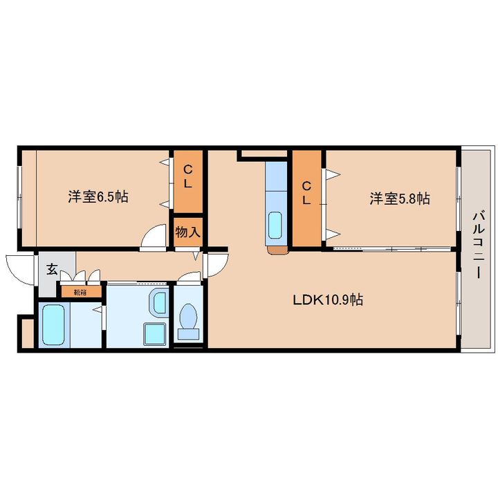 奈良県生駒市東松ケ丘(マンション)の賃貸物件302の間取り