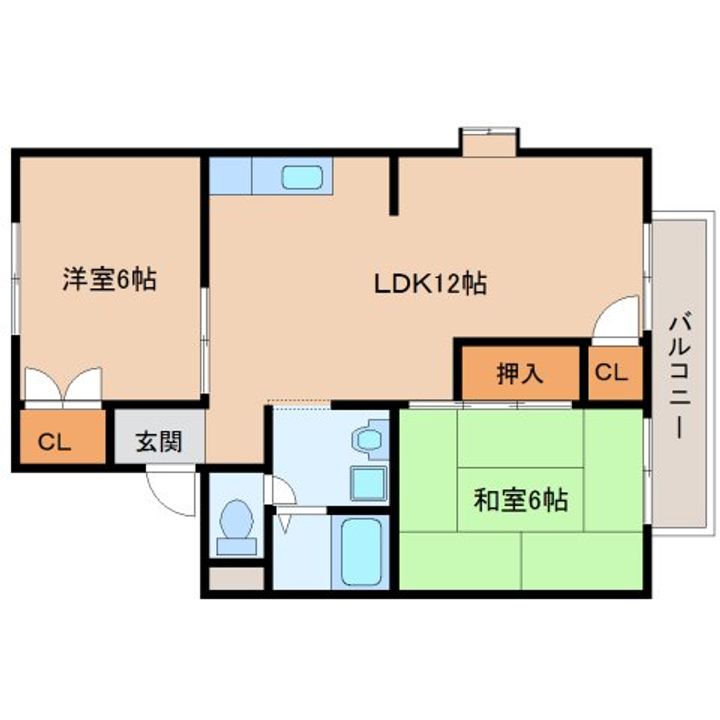 奈良県生駒市俵口町(アパート)の賃貸物件201の間取り