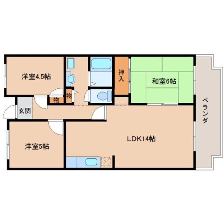 奈良県生駒市山崎町(マンション)の賃貸物件305の間取り