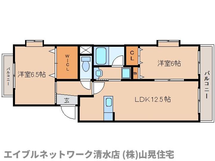 静岡県静岡市清水区有東坂(マンション)の賃貸物件の間取り