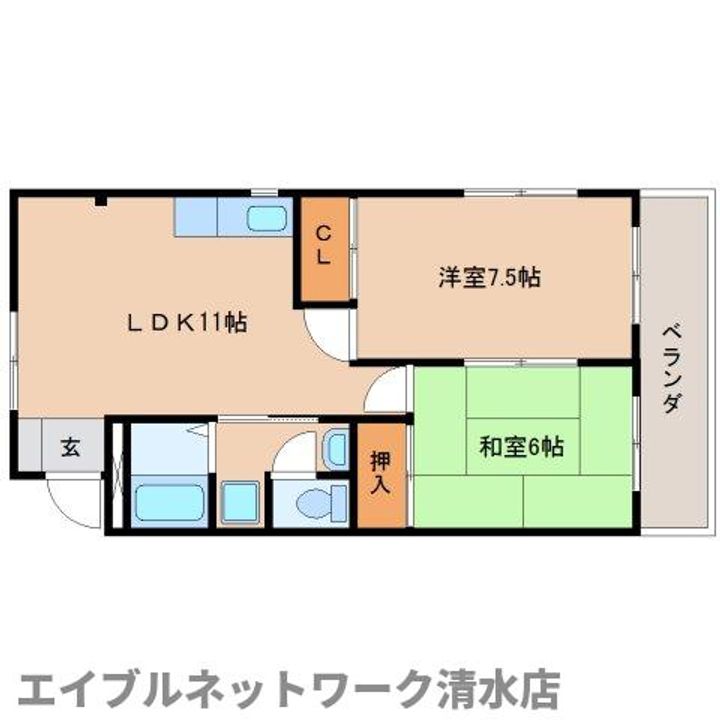 静岡県静岡市清水区大坪1丁目(マンション)の賃貸物件の間取り