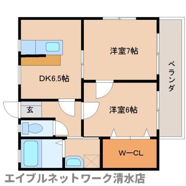 静岡県静岡市清水区興津本町(アパート)の賃貸物件の間取り