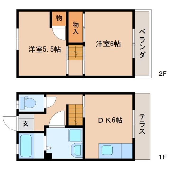 静岡県静岡市清水区押切(テラスハウス)の賃貸物件の間取り