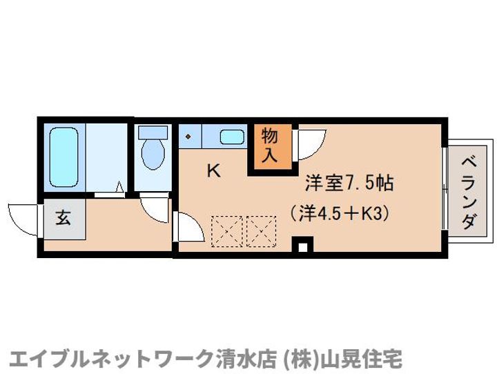 静岡県静岡市清水区折戸(アパート)の賃貸物件の間取り