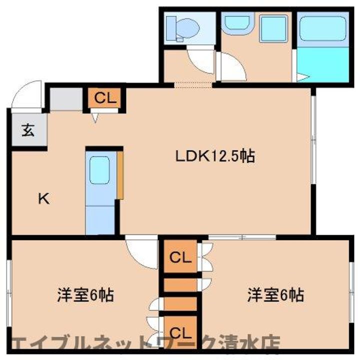 静岡県静岡市清水区折戸1丁目(アパート)の賃貸物件の間取り