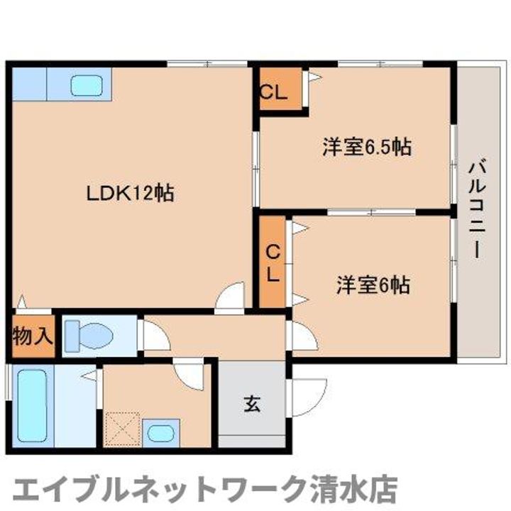 静岡県静岡市清水区北脇(アパート)の賃貸物件の間取り