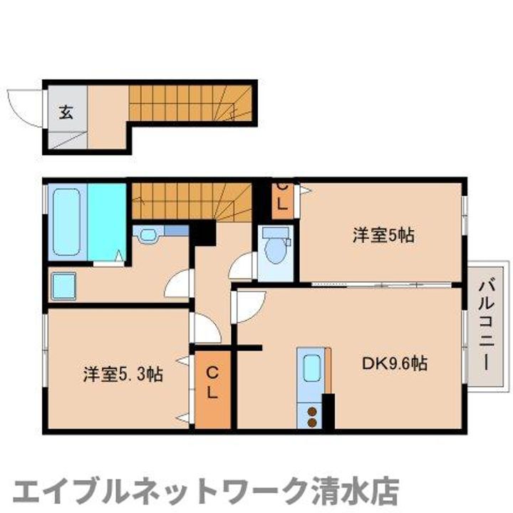 静岡県静岡市清水区北脇(アパート)の賃貸物件の間取り
