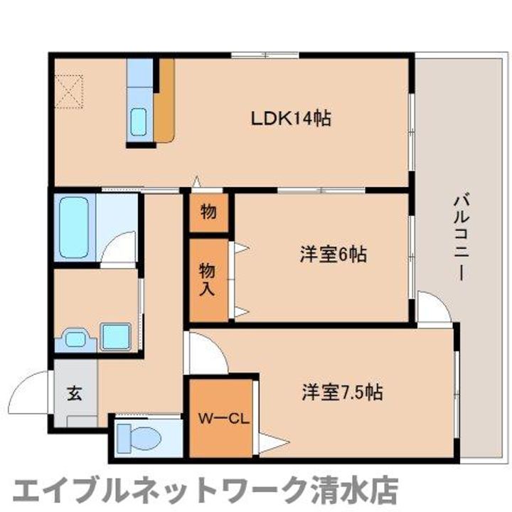静岡県静岡市清水区堂林1丁目(マンション)の賃貸物件の間取り