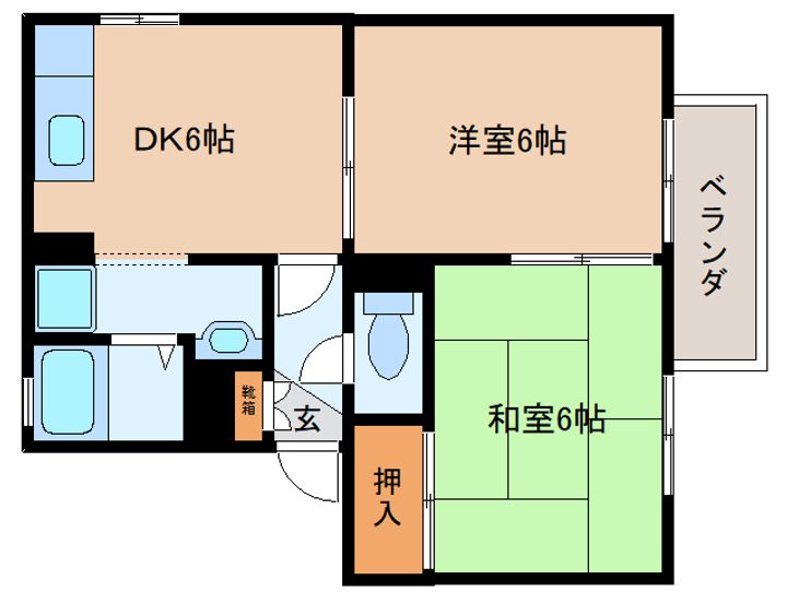 奈良県大和郡山市大宮町(アパート)の賃貸物件の間取り