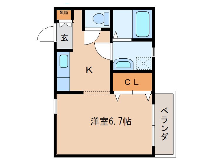 奈良県大和郡山市本町(アパート)の賃貸物件の間取り
