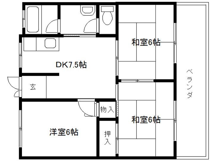 奈良県奈良市六条緑町3丁目(アパート)の賃貸物件の間取り