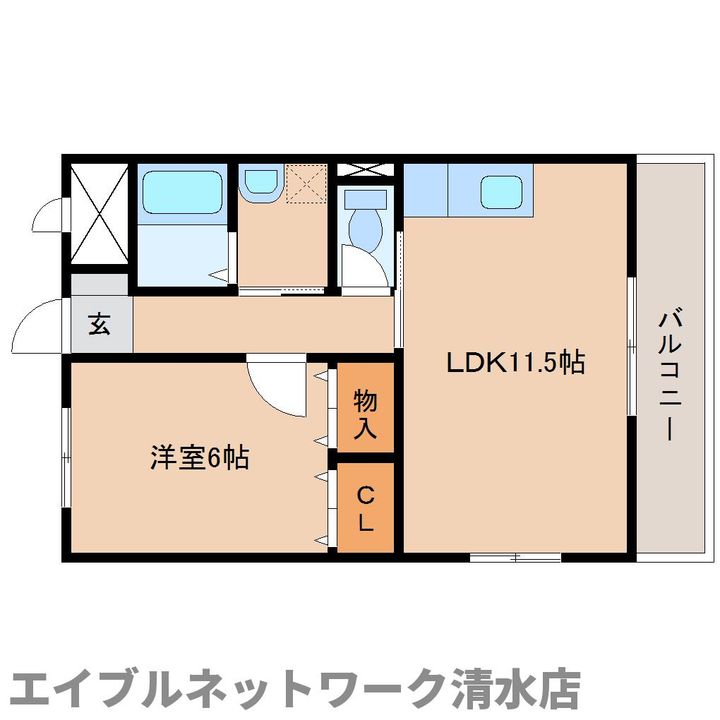 静岡県静岡市清水区村松原1丁目(マンション)の賃貸物件の間取り