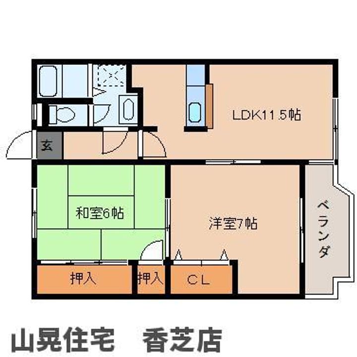 奈良県香芝市鎌田(マンション)の賃貸物件205の間取り