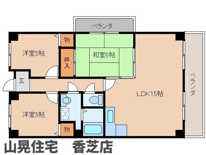 奈良県香芝市畑3丁目(マンション)の賃貸物件308の間取り