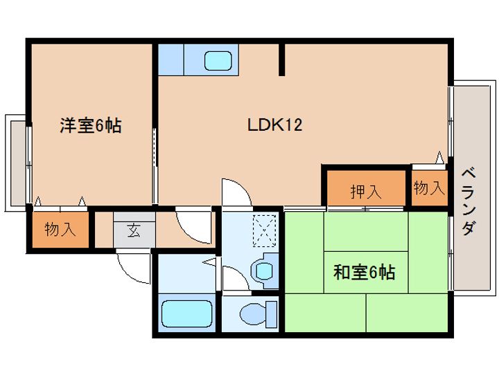 奈良県大和高田市中三倉堂1丁目(アパート)の賃貸物件の間取り