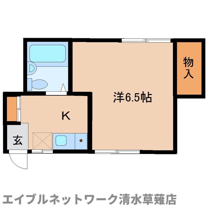 静岡県静岡市清水区草薙杉道3丁目(アパート)の賃貸物件1Dの間取り