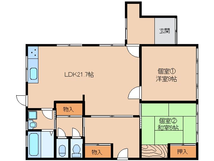 奈良県奈良市高畑町(アパート)の賃貸物件の間取り