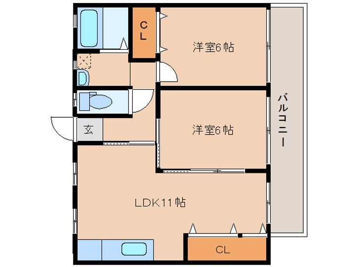 奈良県大和高田市中今里町(マンション)の賃貸物件の間取り
