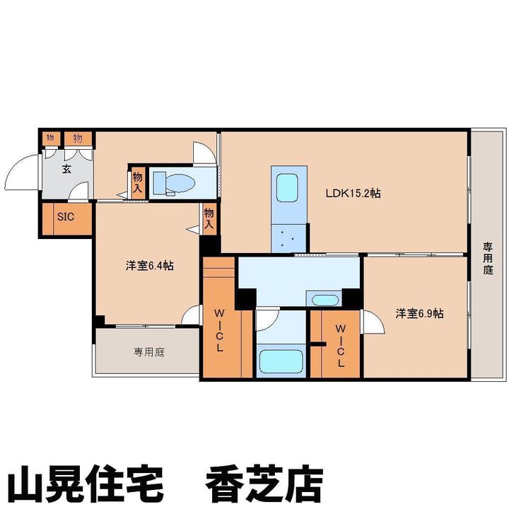 奈良県香芝市瓦口(マンション)の賃貸物件102の間取り
