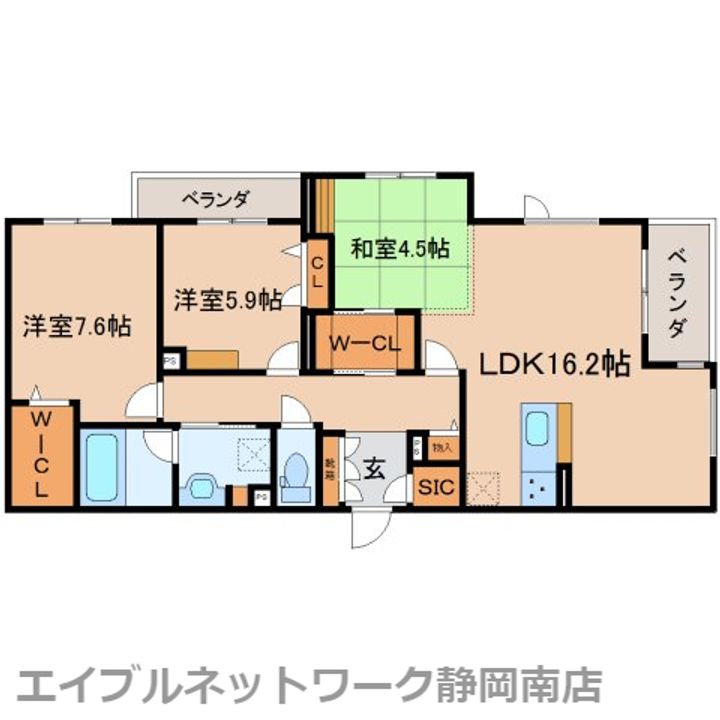 静岡県静岡市駿河区大坪町(マンション)の賃貸物件203の間取り