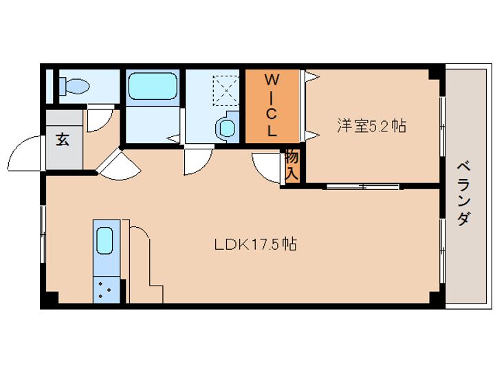 奈良県天理市前栽町(マンション)の賃貸物件の間取り