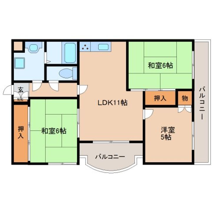奈良県生駒市東生駒1丁目(マンション)の賃貸物件401の間取り