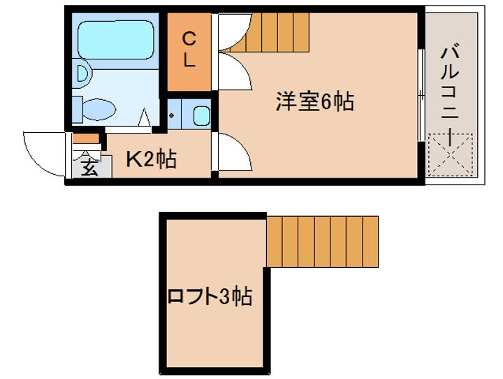 奈良県奈良市四条大路3丁目(アパート)の賃貸物件の間取り