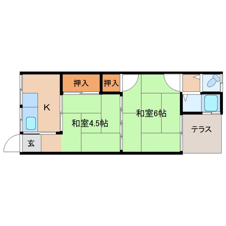 奈良県大和郡山市筒井町(アパート)の賃貸物件の間取り