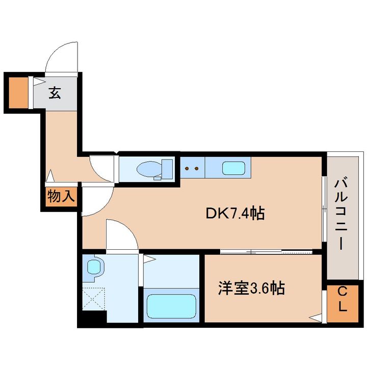 奈良県大和郡山市北郡山町(アパート)の賃貸物件の間取り