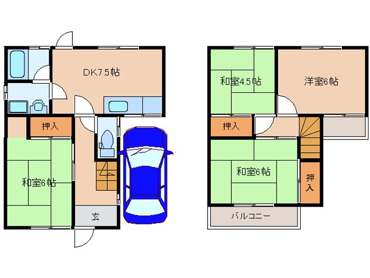奈良県大和高田市礒野町(一戸建)の賃貸物件の間取り