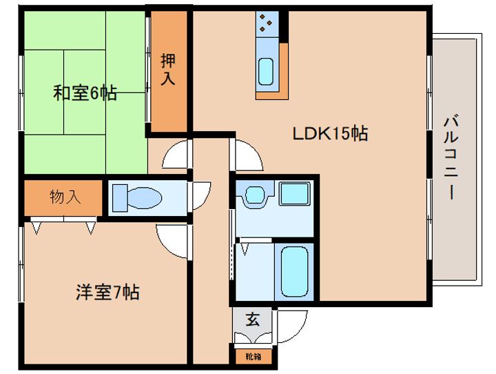 奈良県生駒郡三郷町立野北2丁目(アパート)の賃貸物件の間取り
