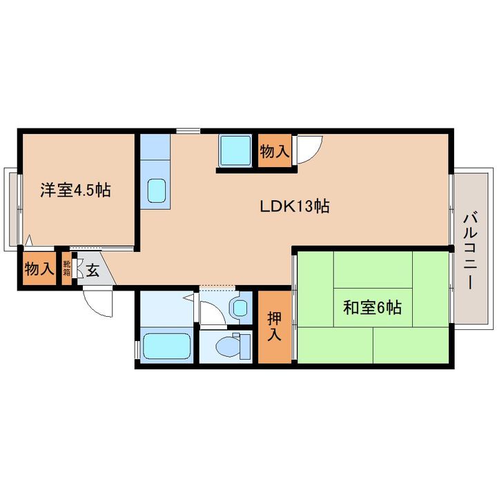 奈良県北葛城郡河合町大字大輪田(アパート)の賃貸物件の間取り
