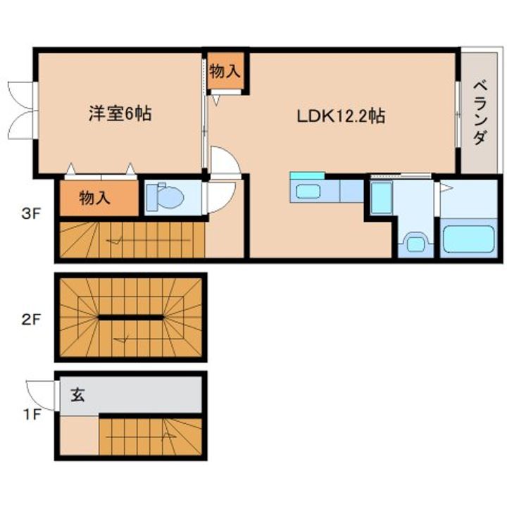 奈良県大和郡山市北郡山町(アパート)の賃貸物件の間取り