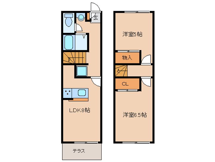 奈良県奈良市中山町(タウンハウス)の賃貸物件の間取り