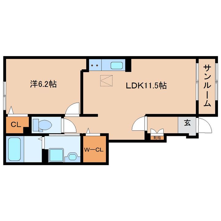 奈良県大和郡山市小泉町(アパート)の賃貸物件の間取り