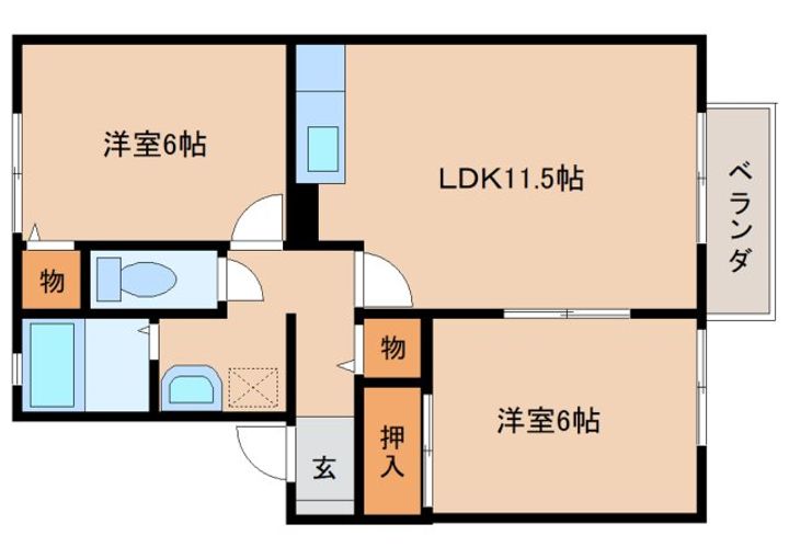 奈良県葛城市加守(アパート)の賃貸物件201の間取り