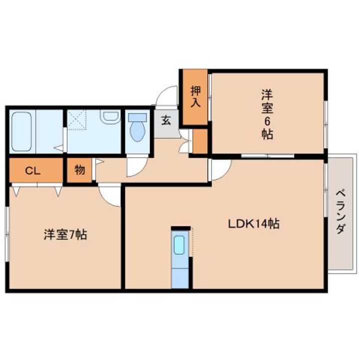 奈良県葛城市北花内(アパート)の賃貸物件の間取り