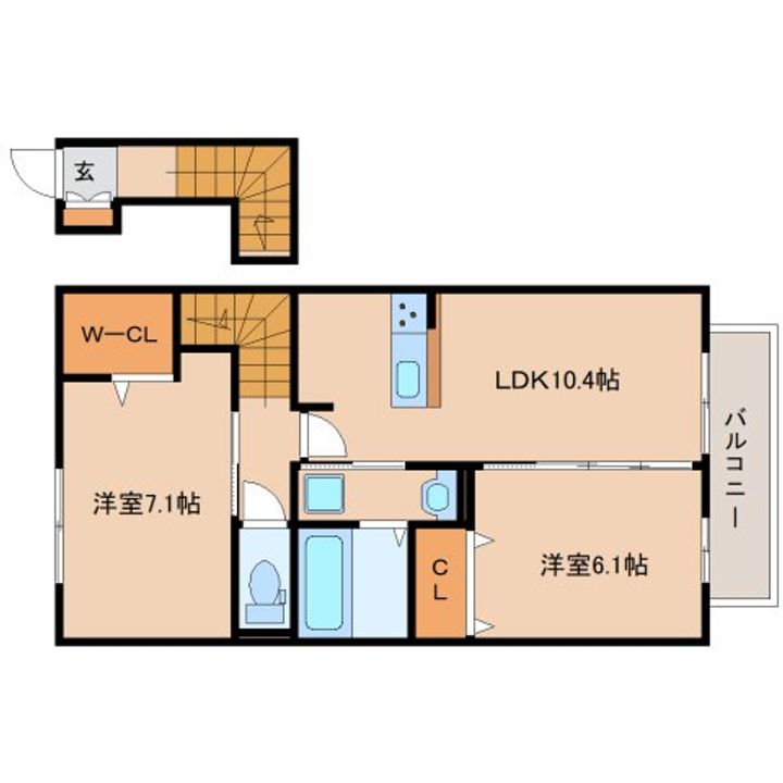 奈良県奈良市秋篠町(アパート)の賃貸物件の間取り