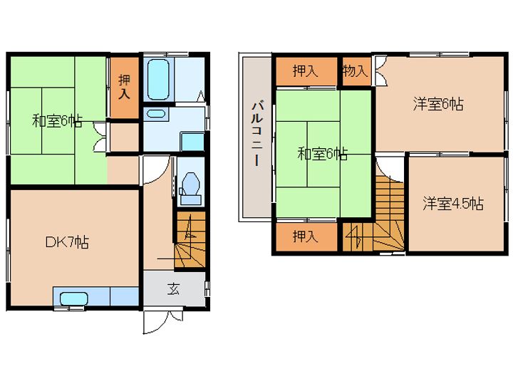 奈良県大和高田市大字築山(一戸建)の賃貸物件の間取り