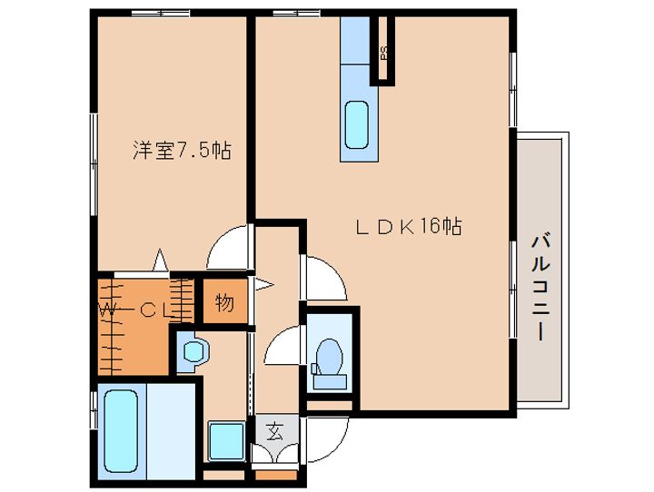 京都府木津川市州見台4丁目(アパート)の賃貸物件の間取り