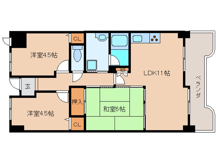 奈良県大和高田市土庫2丁目(マンション)の賃貸物件の間取り