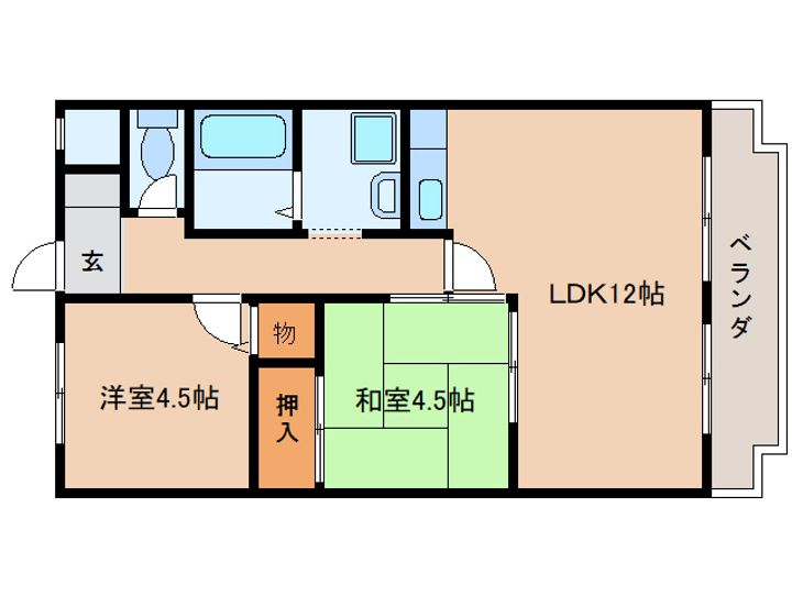 奈良県大和高田市甘田町(マンション)の賃貸物件の間取り