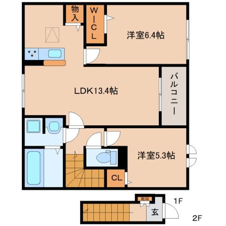 奈良県大和郡山市額田部北町(アパート)の賃貸物件の間取り