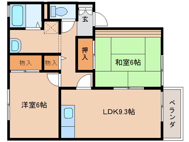 奈良県奈良市法蓮町(アパート)の賃貸物件の間取り