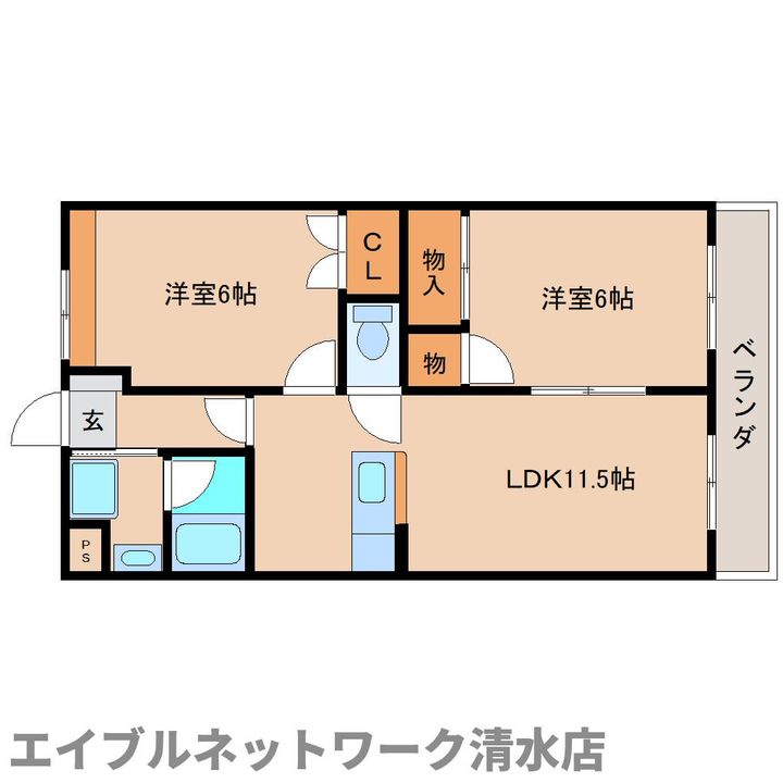静岡県静岡市清水区江尻台町(マンション)の賃貸物件の間取り